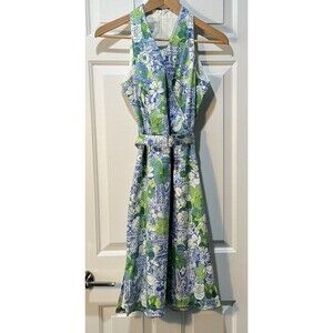 Talbots Summer Dress Tropical Floral Sleeveless Lined Belted Women’s Size 4